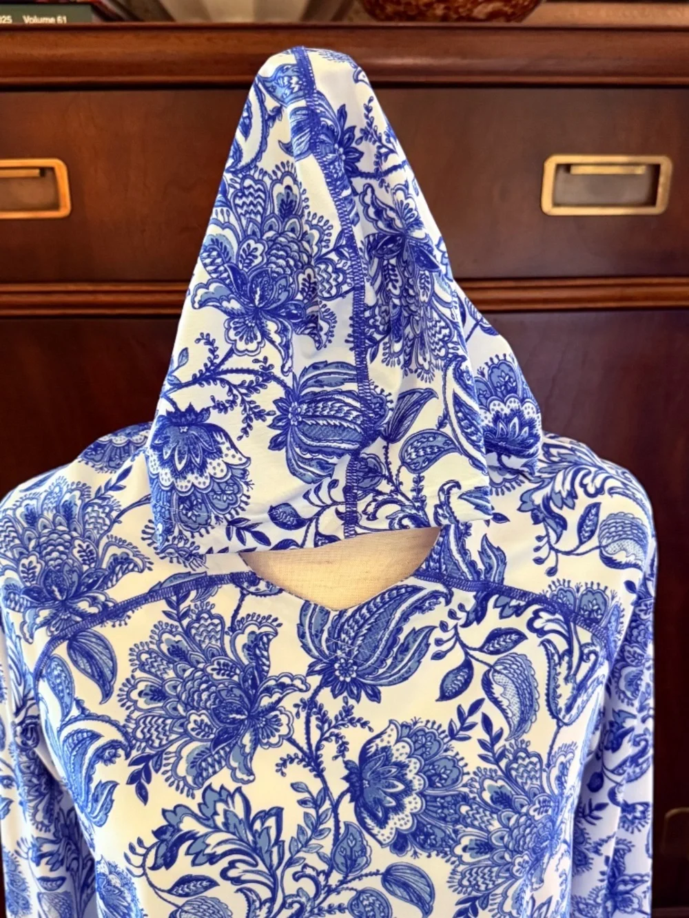 Coolibar Blue Paisley Sun Cover Up Dress Hoodie XL